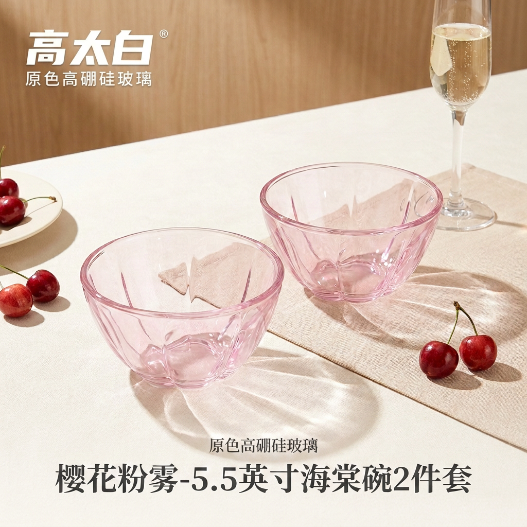 碗吃饭面5.5英寸高硼硅玻璃碗微波专用高颜值耐高温家用餐具套装