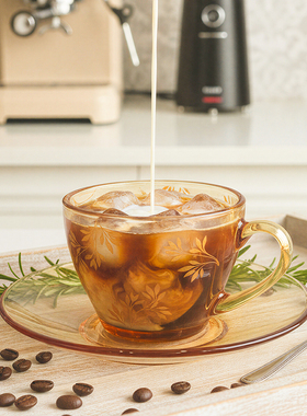 高太白（GTB）烤花杯碟套装高硼硅原色玻璃耐高温精致优雅