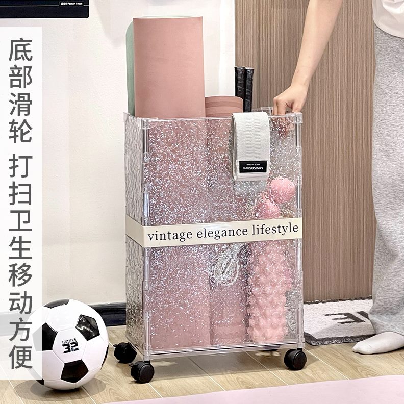 家用运动健身器材小推车收纳神器可移动瑜伽垫收纳筐夹缝置物架