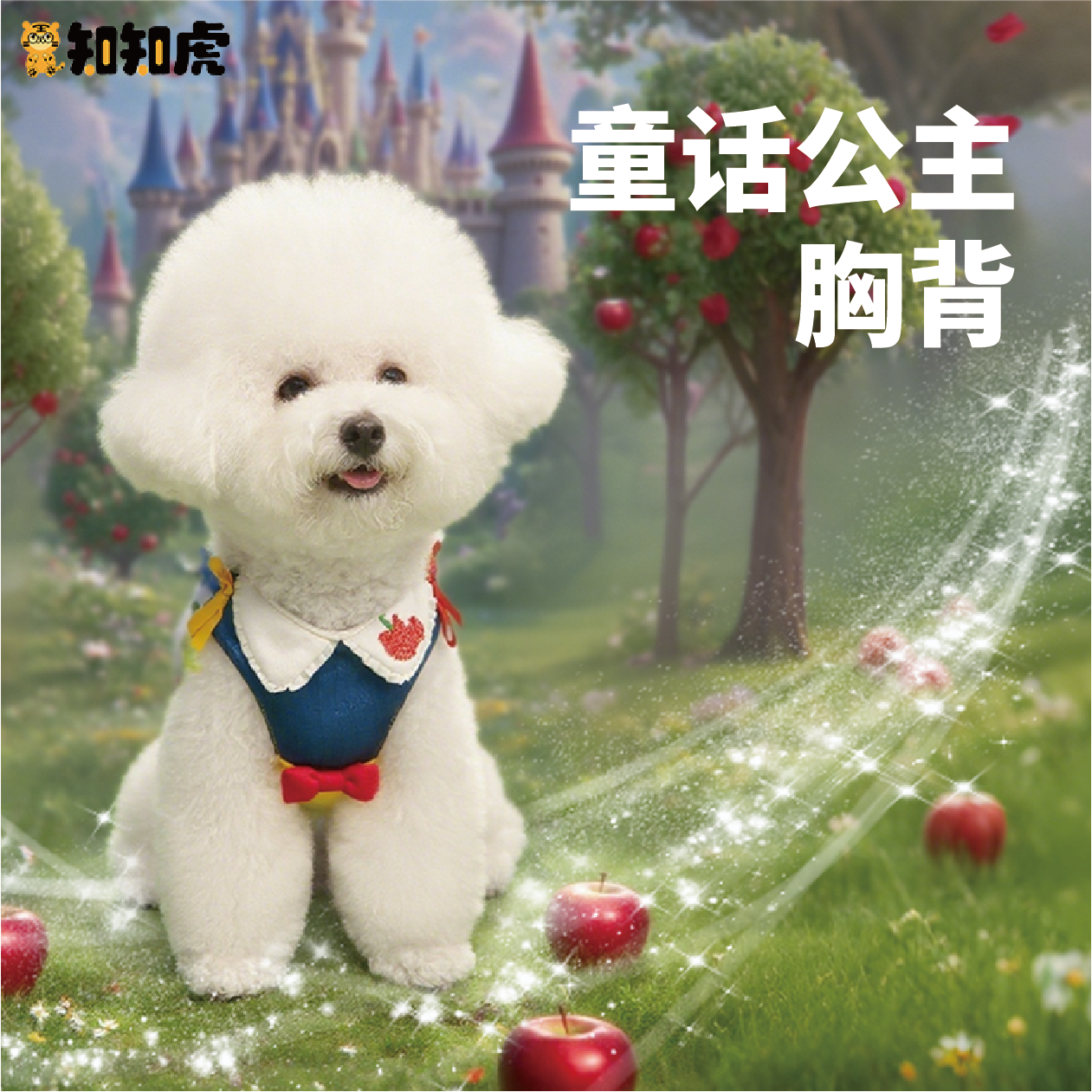 童年白雪公主宠物猫狗胸背背带牵引绳中小型犬外出遛狗牵引绳套装