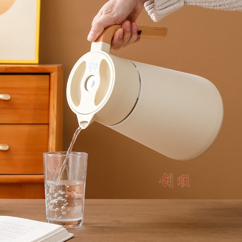 木双层家用欧式手柄热水瓶水壶4真空咖啡壶30简约不锈钢保温壶