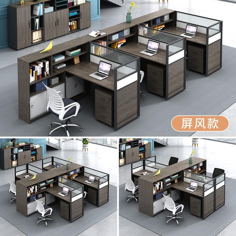 约现代6四4人位职员办公桌工位财务桌卡座办公室家具WPT椅桌简组