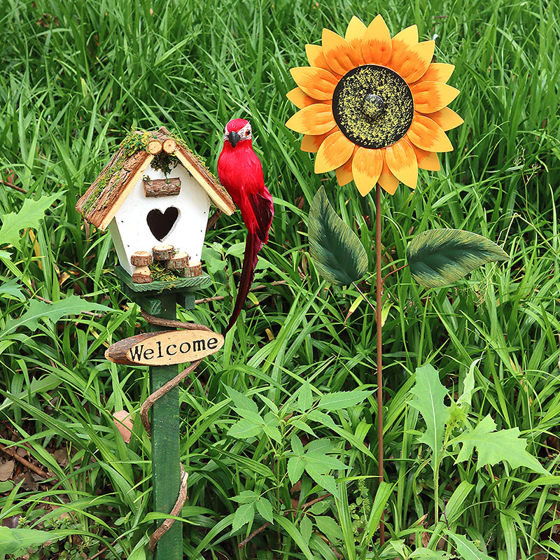 户外花园花插铁艺杂货庭院别墅院子阳台风车装饰门口造景布置插件