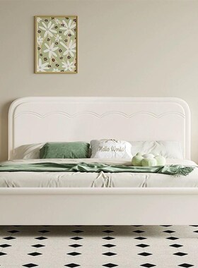 法式奶油白色木床现代简约1.8米双人家用主卧公主婚床1.5米公主床