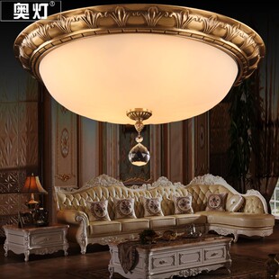 简美式 书房阳台门Q厅玄关走廊过道灯具 全铜水晶吸顶灯卧室led欧式