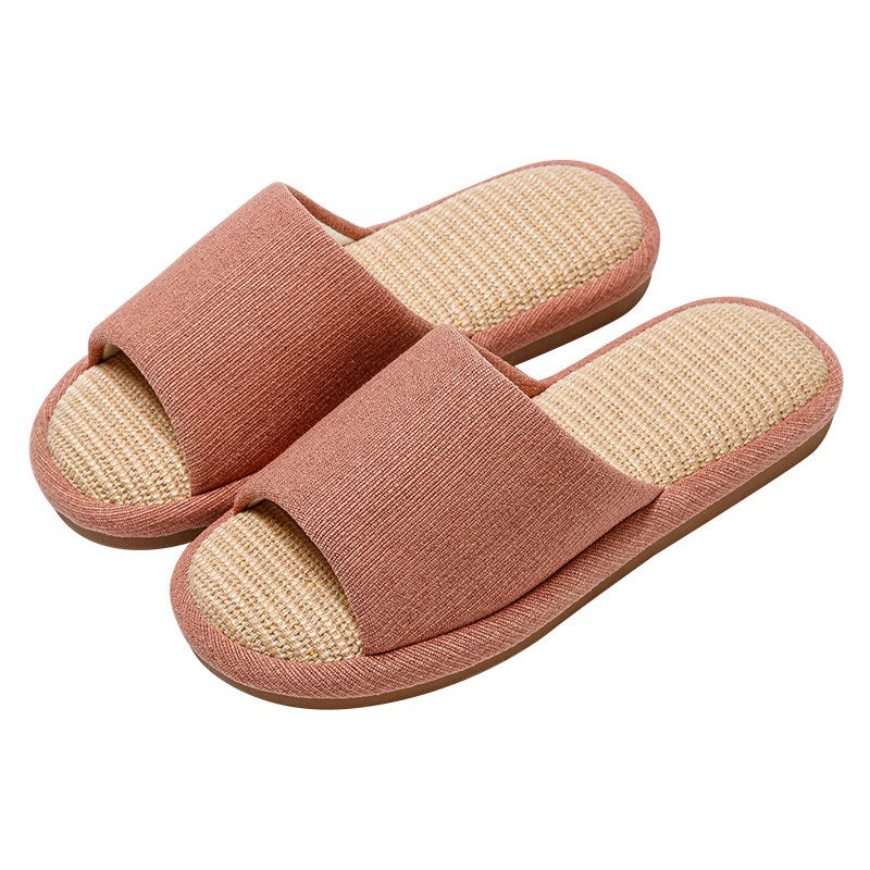 四季家用亚麻吸汗防臭拖鞋情侣女夏季日式家居室内木地板静音男士