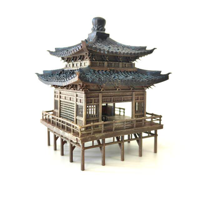 中式桌面装饰摆饰假山石盆景鱼缸建筑凉亭模型国风居室玄关微景观