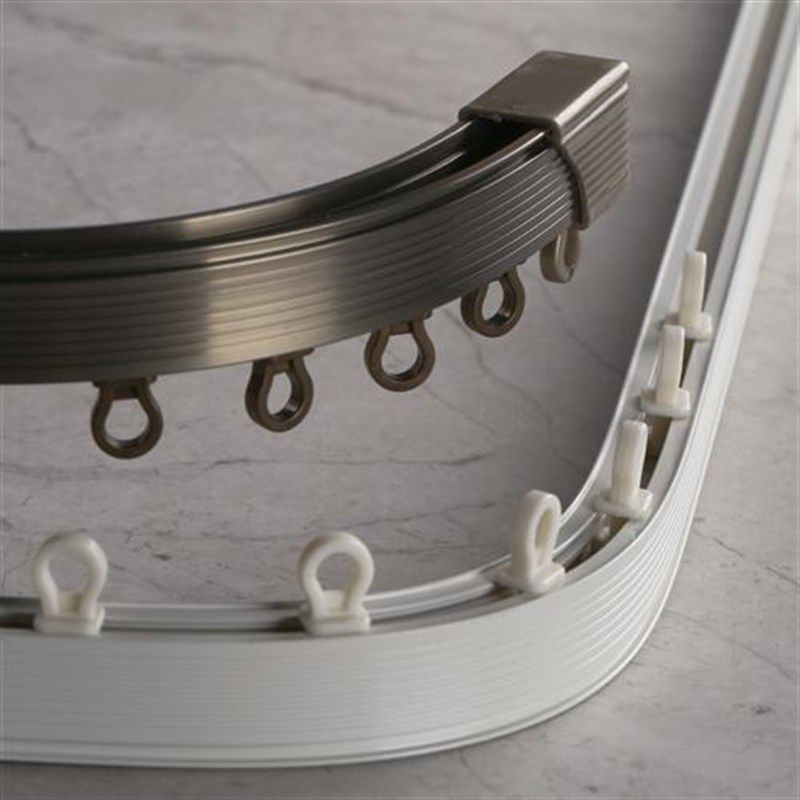 飘窗窗帘轨道u型滑轮弯轨滑轨顶装单轨道可弯曲转角弧形L型软滑道