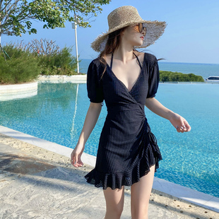 泳衣女裙式 连体保守遮肚显瘦韩国ins风钢托聚拢新潮泡温泉游泳装