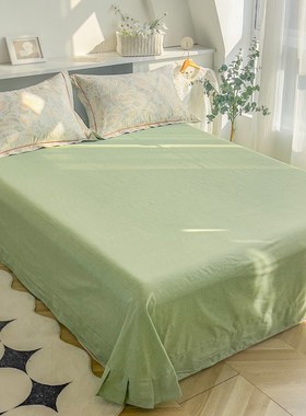 拼接加大床单件全棉夏季薄60支棉定做加宽加长3米超大纯棉绿色