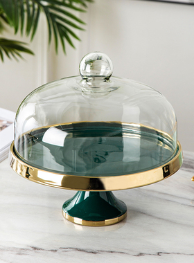 陶瓷甜品台蛋糕盘玻璃罩商用蛋糕托盘高脚果盘摆台V展示架水果托