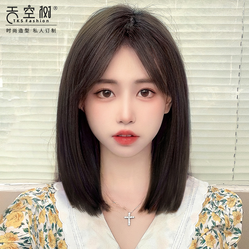 假发女长发真发j全真人发全头头套自然短发整顶新款蕾丝锁骨假发
