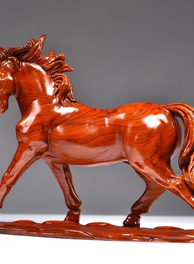 花梨木雕生肖马摆件实木质马到成功红木工艺礼品家居客厅装饰摆设