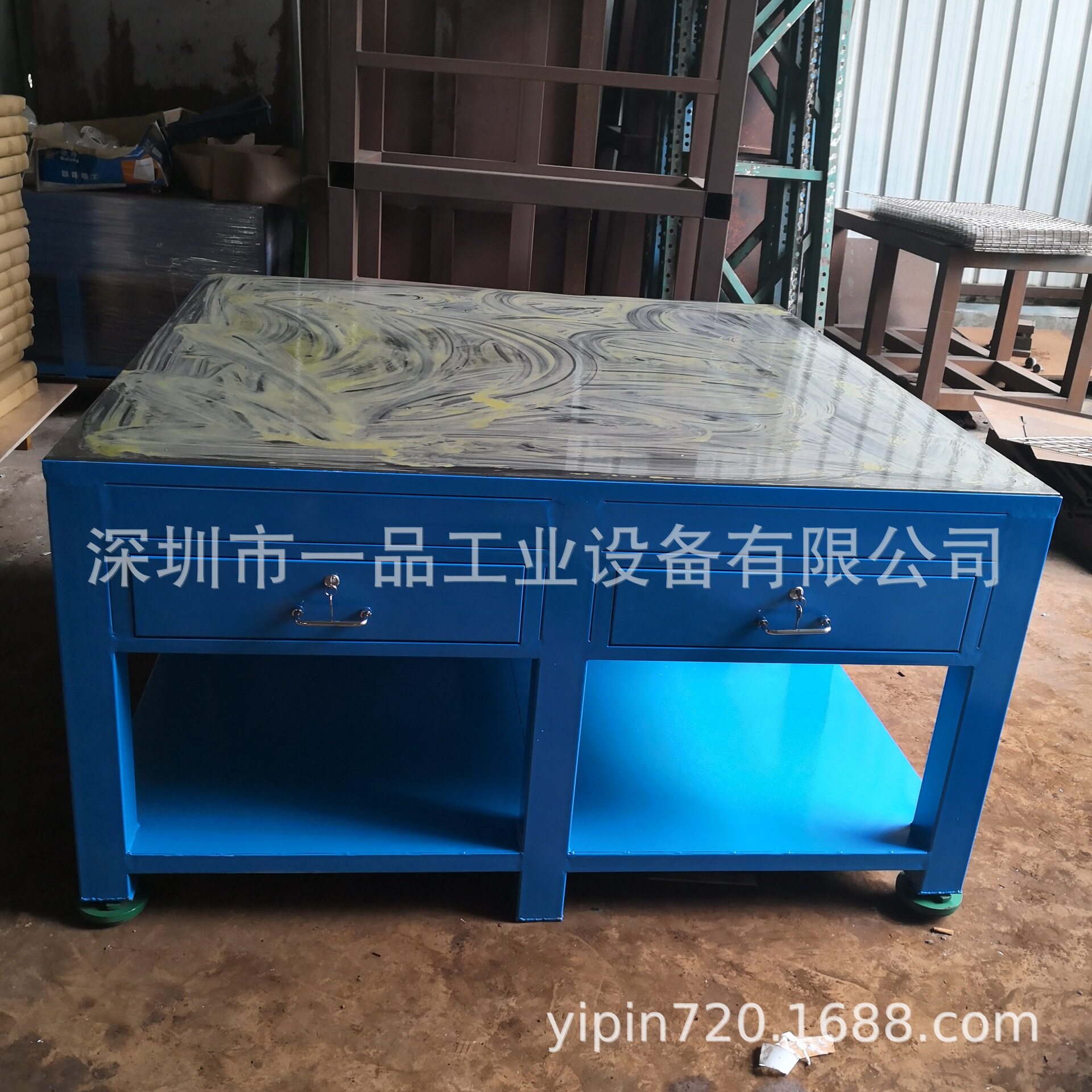 一品模房模具工作台重型钳工工作桌铣床A3钢板水磨台面焊接修理台