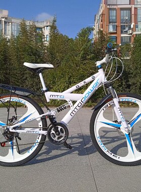 自行车成人山地自行车学生山地车z双减震双碟刹带后座可带人26单