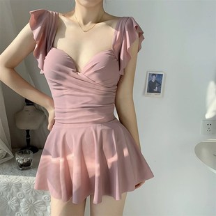 2024新款泳衣女连体保守遮肚显瘦夏季带钢圈裙式高级感度假泡温泉