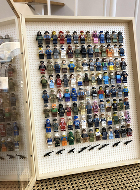 拼装儿童玩具人仔小人积木墙A面展示盒收纳装饰画相框挂画