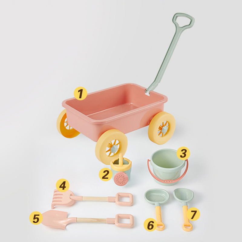 韩国ins儿童沙滩玩具小推车套装海边男孩女孩戏水挖沙铲子工具