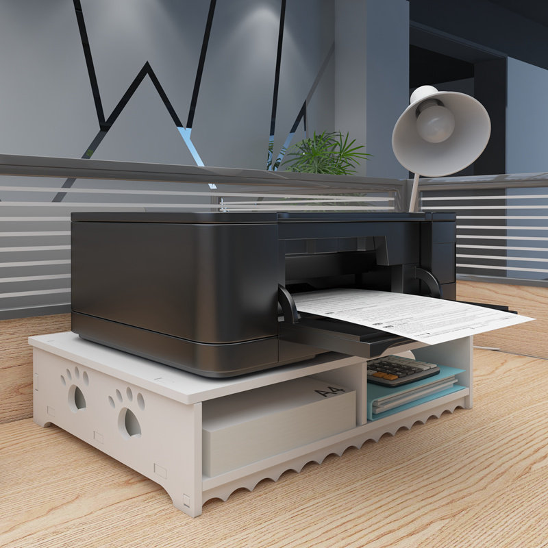 打印机架子办公桌面A4文件票据收纳柜放复印机置物架多层增高支架