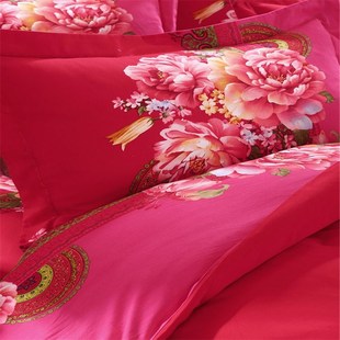 雪晶灵纯棉磨毛四件套全棉被套床单结婚床上用品1.5 1.8米2.0m床