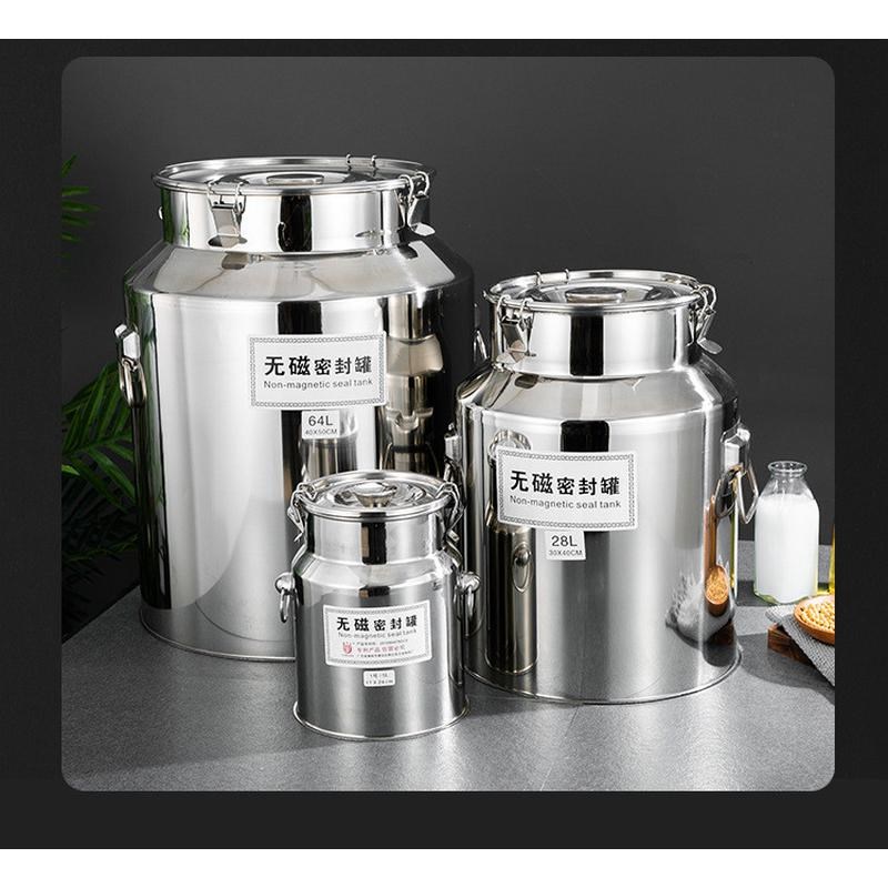 商用不锈钢桶带盖不锈钢汤桶w加厚加深大汤锅大容量储水桶圆桶油