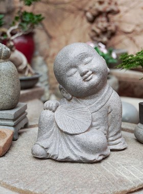 庭院造景布置小和尚沙弥户外花z园摆件中式禅意院子客厅门口景观