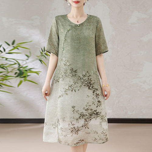新中式妈妈洋装女夏款印