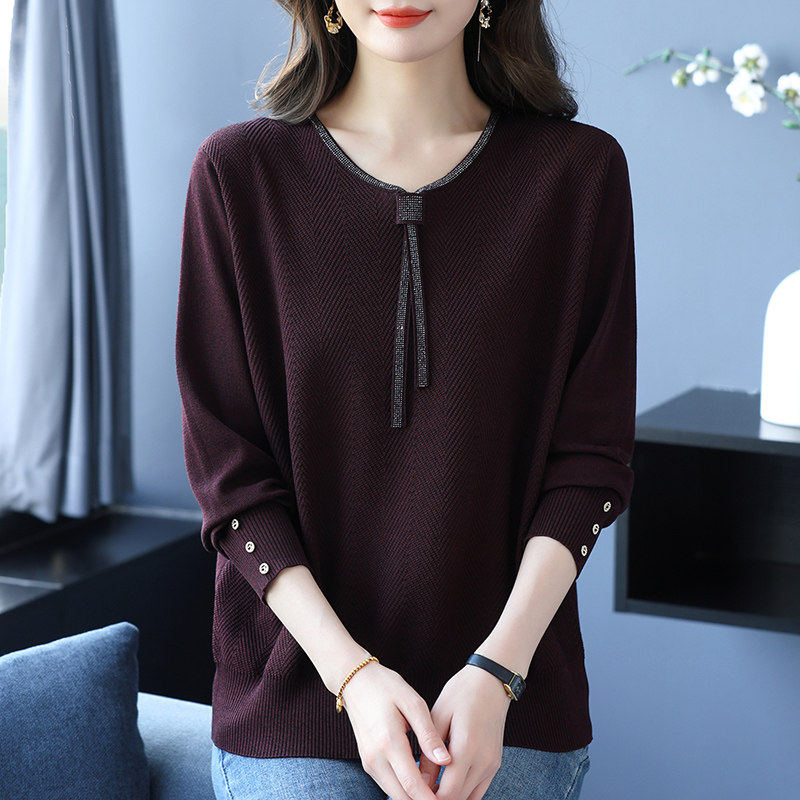 中年妈妈装V领系带针织衫长袖T恤女春秋新款宽松大尺码洋派时尚上,女装/女士精品,中老年女装,淘宝优惠券,粉丝福利购,淘宝优惠卷