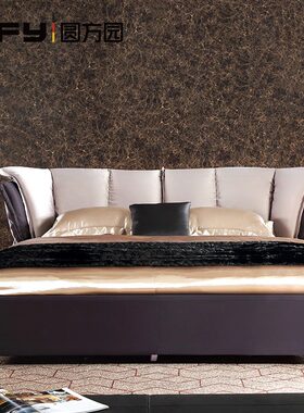 时尚圆布艺床91.8米现代简约双人床方308园 高档软床 储物高箱床