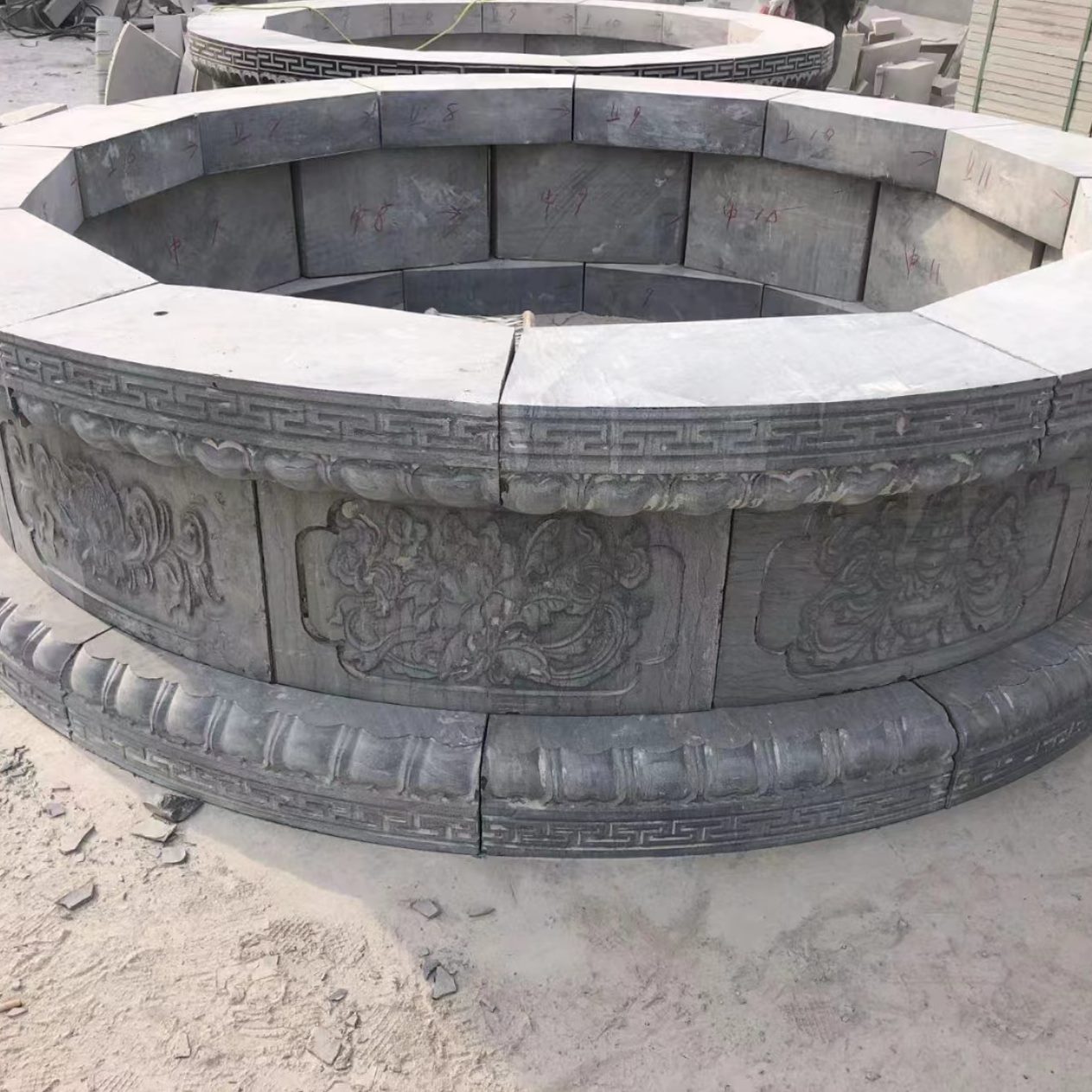 石青坟墓葬墓围定做包石地圈花岗岩天石石头墓大理石坟围土雕刻