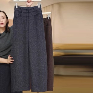 高腰加厚加密抗皱抗起球弯刀裤 高定羊毛呢香蕉阔腿裤 女2025秋冬款