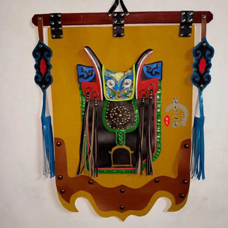 蒙古包饭店挂画装饰画画客厅工艺品民族工艺彩色画蒙装修皮古用图片