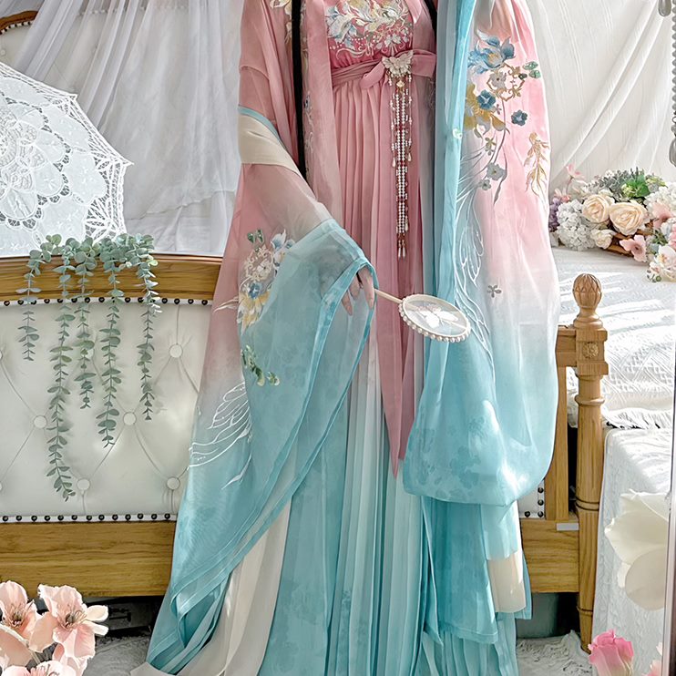 拾柒子几壹分汉服女超仙色日常】重工【裙穿诃刺绣大袖衫春夏款春