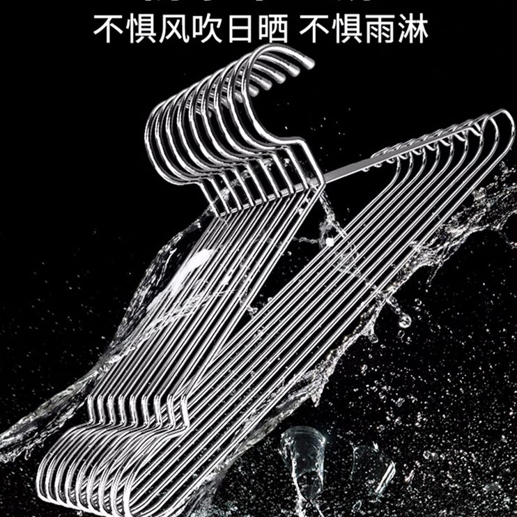 衣架家用男士50cm干湿两用加粗衣撑大号衣挂实心大号挂衣不锈钢