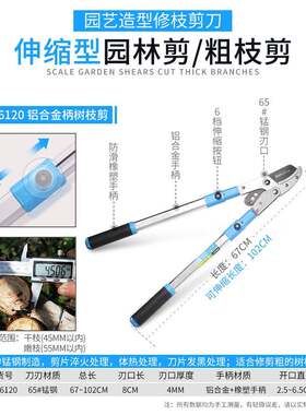 修果树枝剪力园绿BT6121化高枝草坪园省艺伸缩剪子剪果树林铝合金