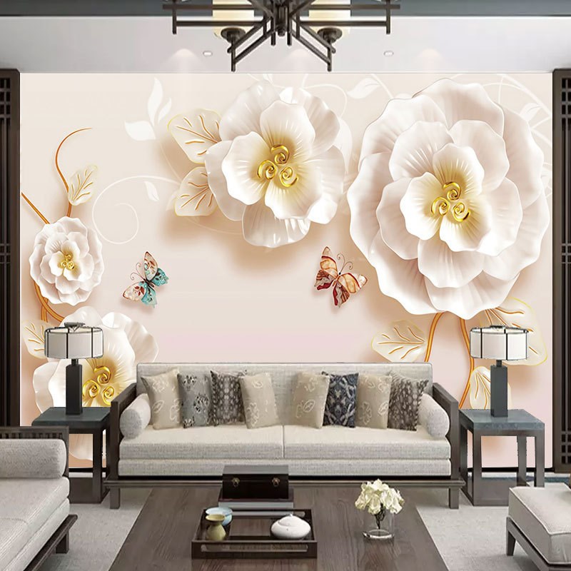 8d立体凹凸壁画家和万事兴墙纸客厅卧室H房间3d墙布背景墙无缝壁