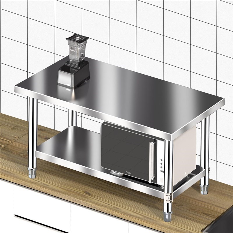 不锈钢厨房操作台商用工作台工z厂打包台饭店打荷台两三层置物架