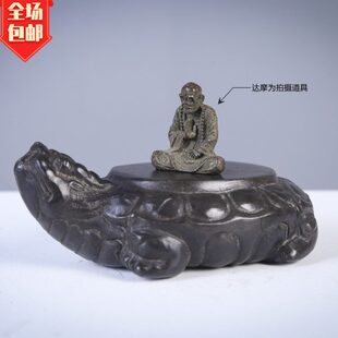 青石仿古雕刻承壶神龟茶宠龟托古典中式复古茶席摆件把玩石雕茶台