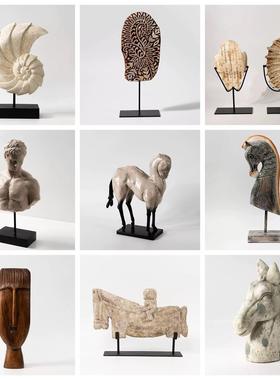 中古风样板间客厅电视柜树脂抽象人物雕塑摆件民宿酒店书房装饰品