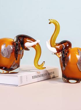 K轻奢高档琉璃象摆件酒柜客厅玄关电视柜装饰品