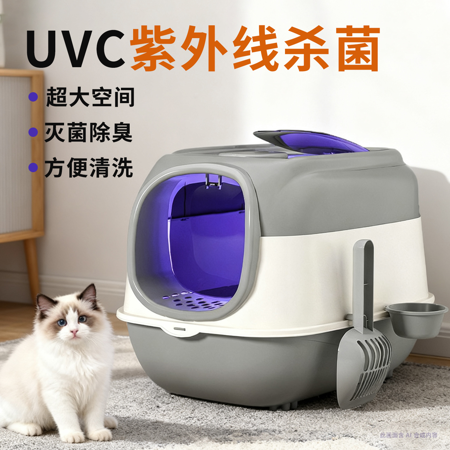 猫砂盆超大号大幼猫封闭式隔臭