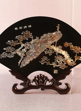 扬州漆器厂 平磨扇形台屏 结婚生日 商务办公礼品 家居工艺品摆件