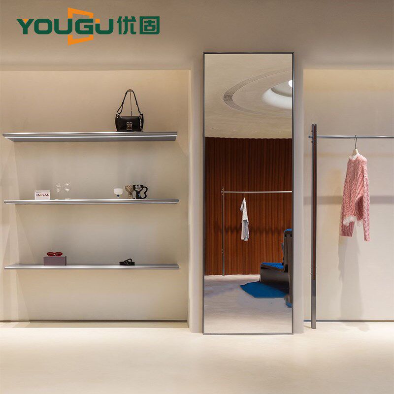 服装店展示架发光层板不锈钢陈列架壁挂式鞋包架买手店简约置物架