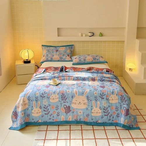 25新款三层纱布毛毯空调小被子办公室盖腿午睡沙发毯子盖毯毛巾被