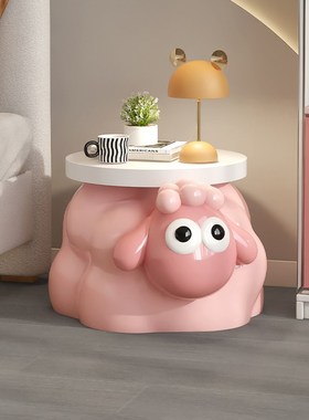 奶油风小羊落地摆件客厅沙发边几换鞋凳玄关门口家用床头乔迁礼物