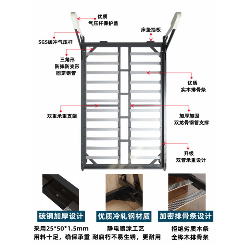 可定制侧翻床五金配件隐形床壁床下翻床翻板床多功能隐藏床墨菲床