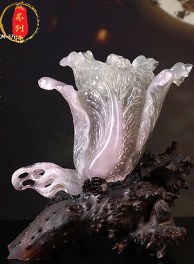 威弗列德天然寿山石芙蓉摆件手D工原石雕刻客厅玄关白菜摆件