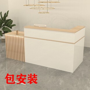 收银台公司前台接待台烤漆转角柜台服装店美发店奶茶店定制吧台桌