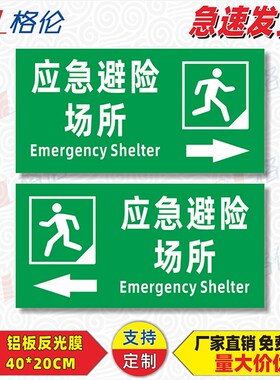 应急避险场所标识牌紧急避难场所方向指示标志牌防灾防震G安全通
