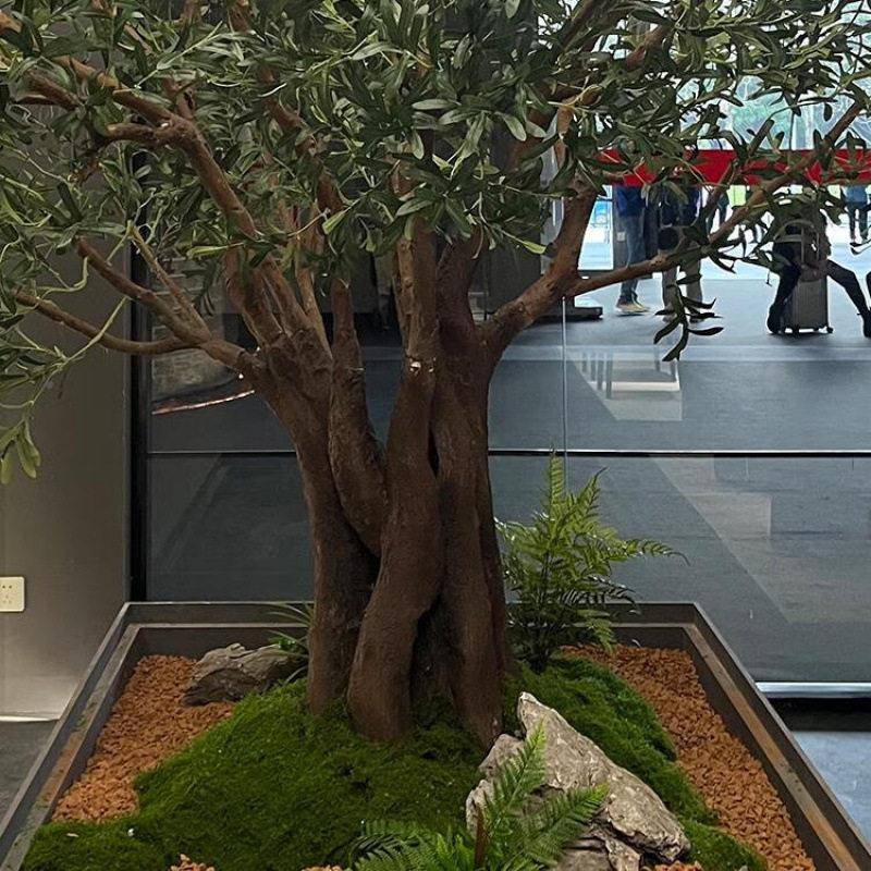 大型仿橄榄造景假树室内橱窗WXL92茶树室天井植物真软装假绿植摆